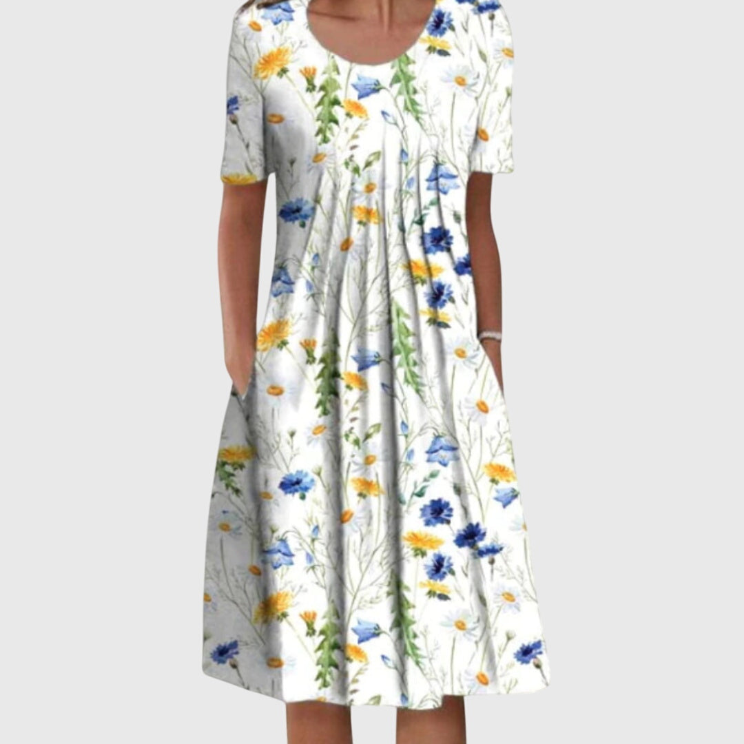 Lea | Elegant Round Neck Printed Dress