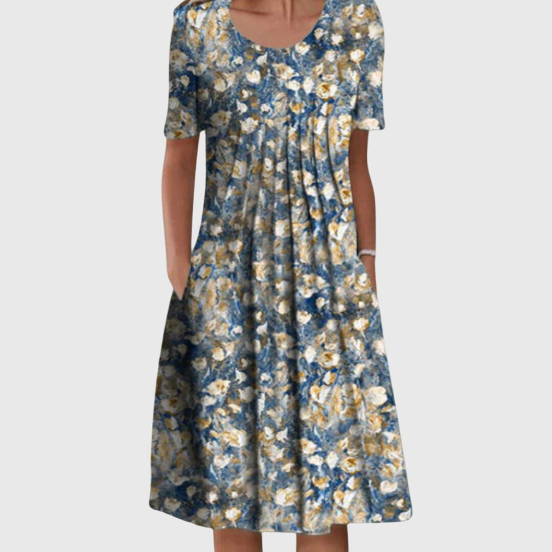 Lea | Elegant Round Neck Printed Dress