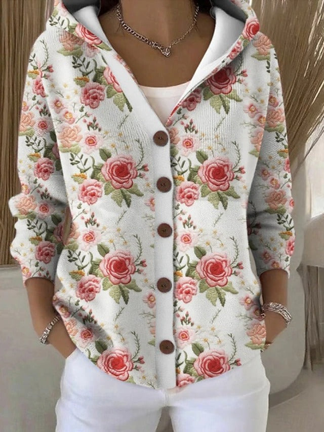 Nina | Elegant Hooded Button-Up Sweater