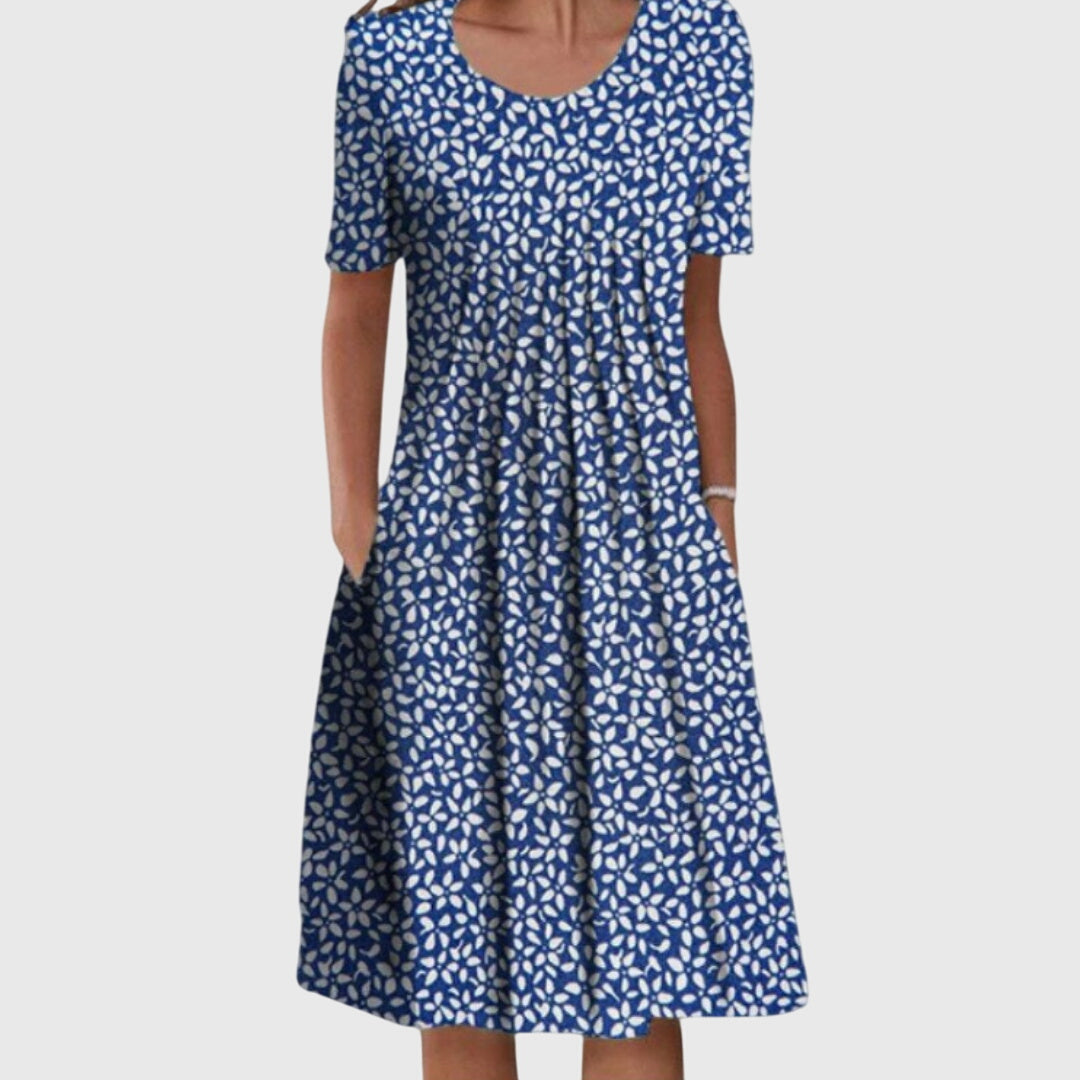 Lea | Elegant Round Neck Printed Dress
