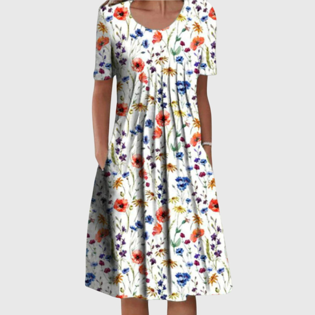 Lea | Elegant Round Neck Printed Dress